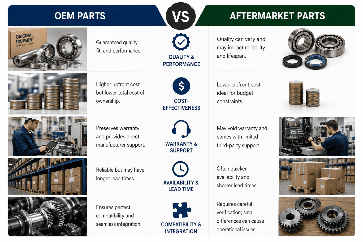 OEM vs Aftermarket Industrial Parts: Navigating Choices for Manufacturing Excellence